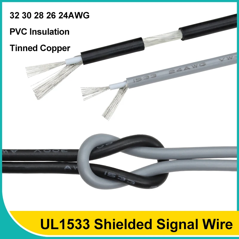 UL1533 Shielded Signal Wire 32 30 28 26 24 AWG PVC Insulated Channel Audio Single Core Headphone Tinned Copper Shielding Cables
UL1533 Shielded Signal Wire 32 30 28 26 24 AWG PVC Insulated Channel Audio Single Core Headphone Tinned Copper Shielding Cables