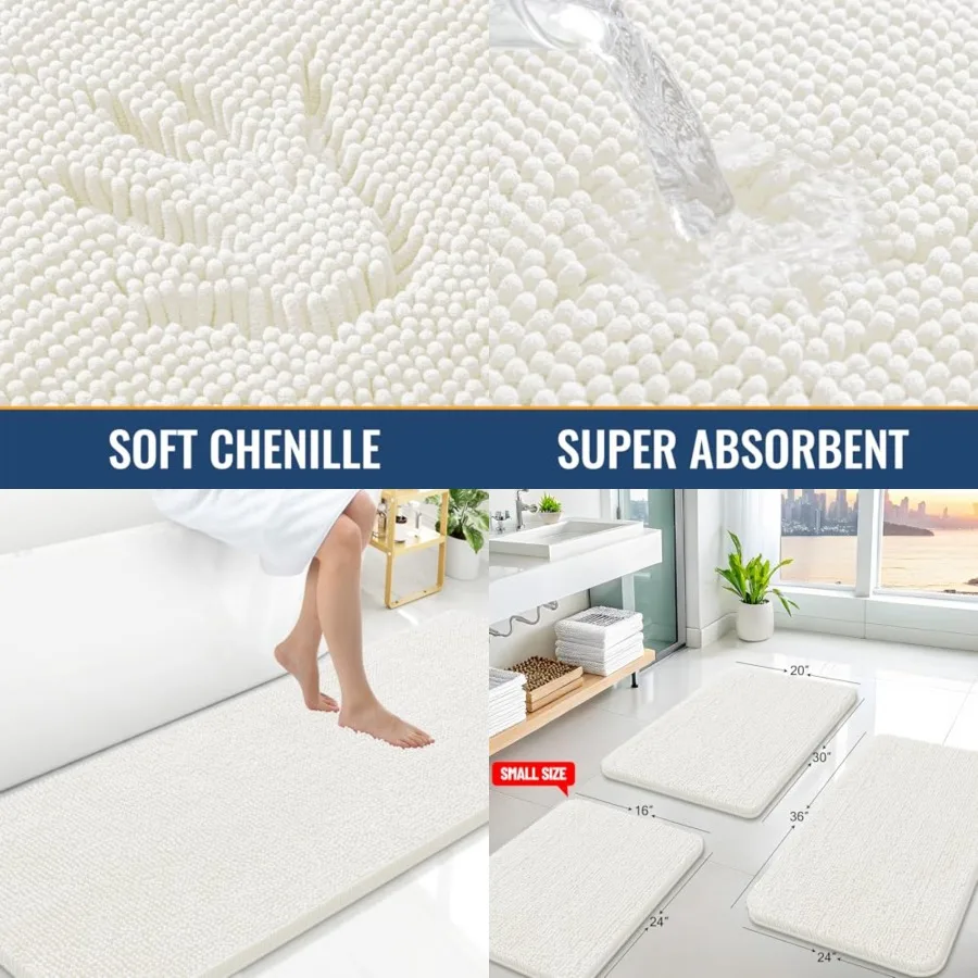 Bathroom Rugs 70x24, Extra Soft Absorbent Shaggy Chenille Bath Rugs, Machine Washable Rubber Backing Non-Slip Bath Mats for Bat
Bathroom Rugs 70x24, Extra Soft Absorbent Shaggy Chenille Bath Rugs, Machine Washable Rubber Backing Non-Slip Bath Mats for Bat