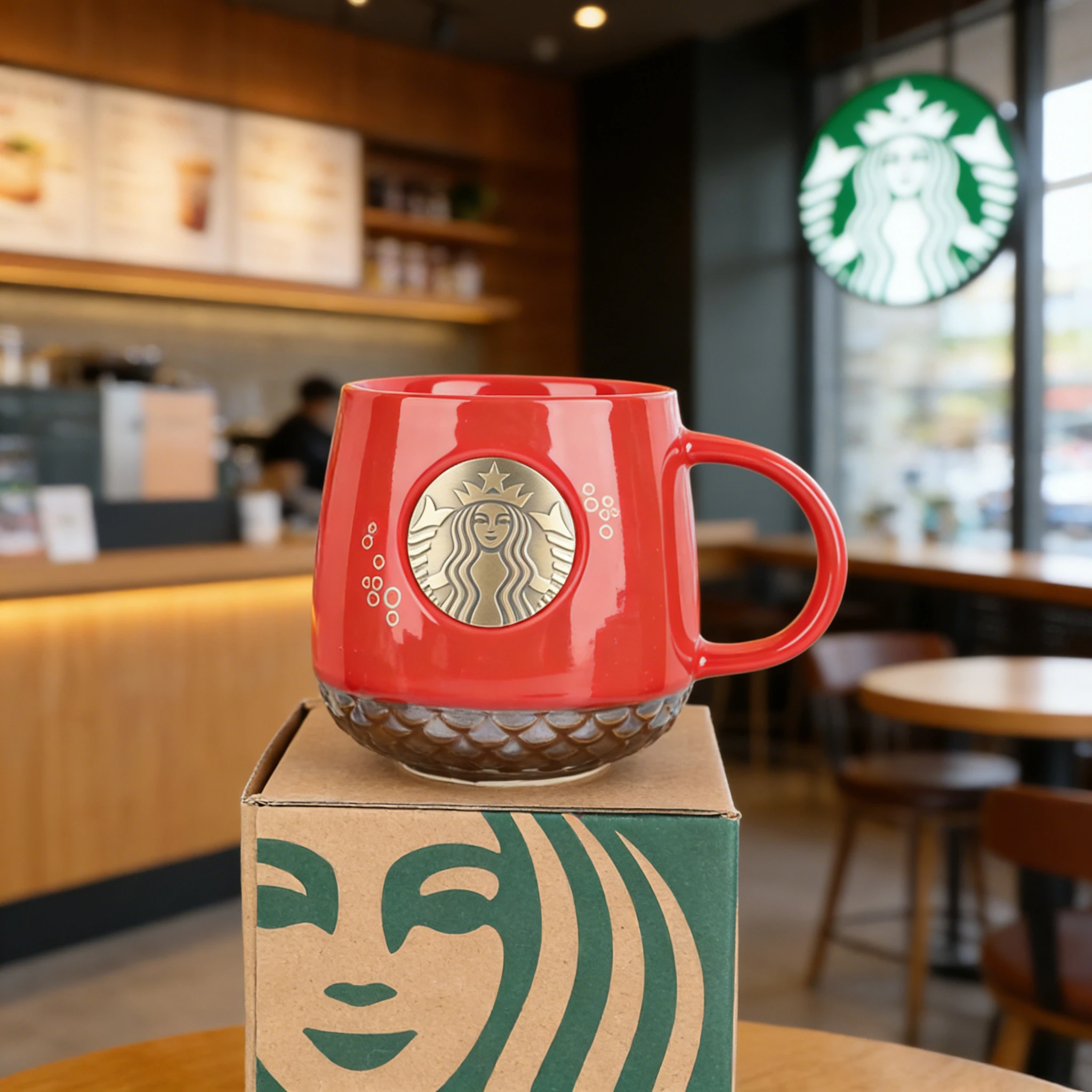 Starbucks Red Anniversary Mug 355ml Ceramic Coffee Cup Fish Scale Pattern - Great Gift for Her
Starbucks Red Anniversary Mug 355ml Ceramic Coffee Cup Fish Scale Pattern - Great Gift for Her