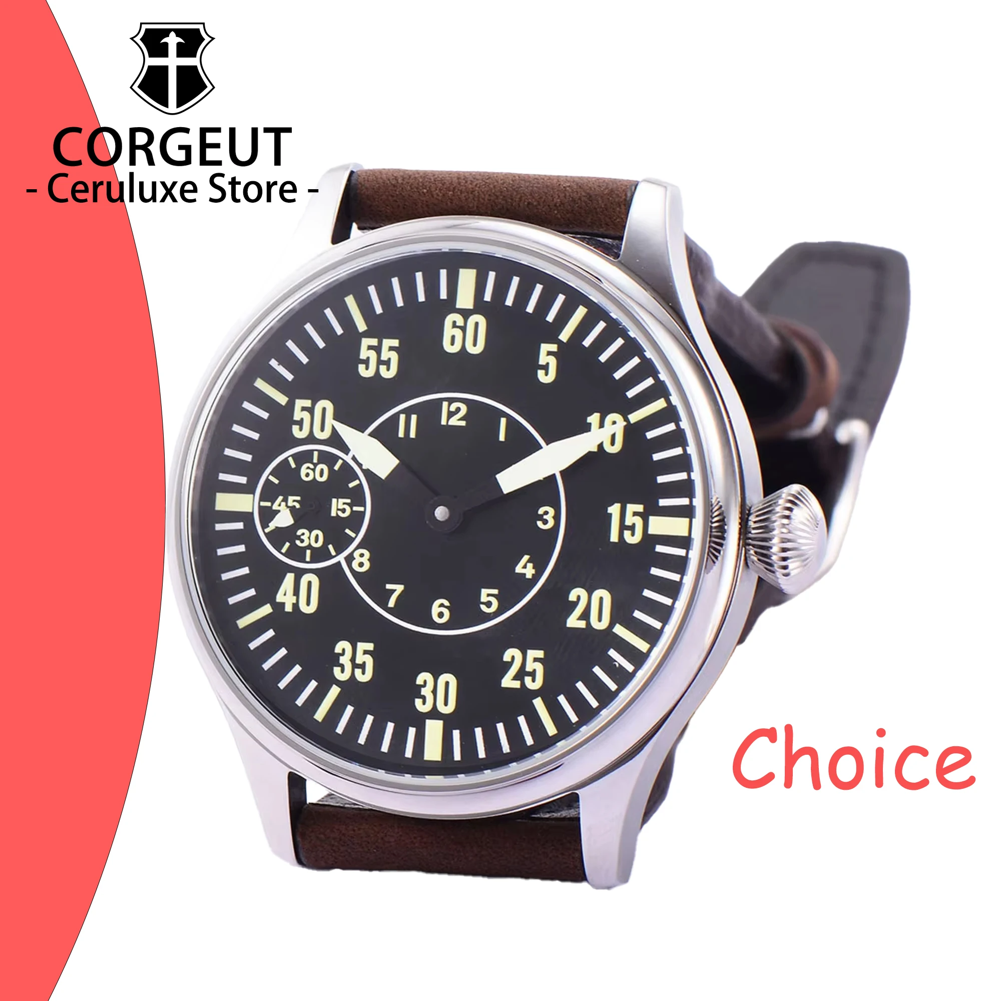 CORGEUT 44mm ST3600 Mechanical Watch Men's Hand-wound Watches Leather strap Dial Watch Luminous waterproof
CORGEUT 44mm ST3600 Mechanical Watch Men's Hand-wound Watches Leather strap Dial Watch Luminous waterproof