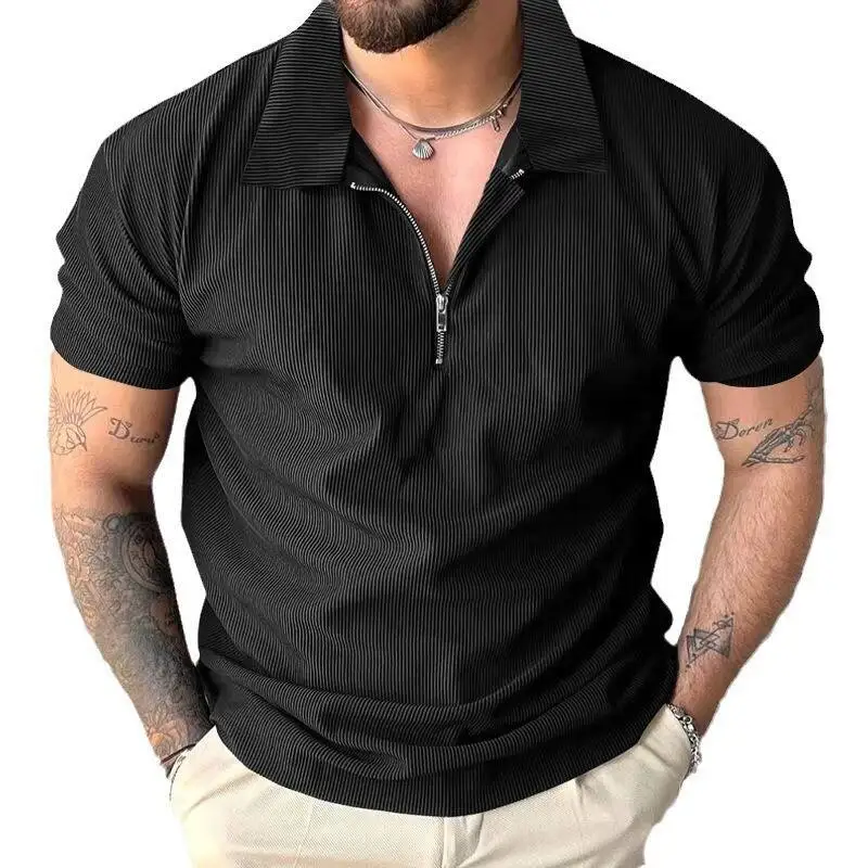 Summer Men's Zippered Shirt Short Sleeve Pure Color T-Shirt Cool Feeling Ordinary Thickness Three-acetate Fiber Fabric
Summer Men's Zippered Shirt Short Sleeve Pure Color T-Shirt Cool Feeling Ordinary Thickness Three-acetate Fiber Fabric