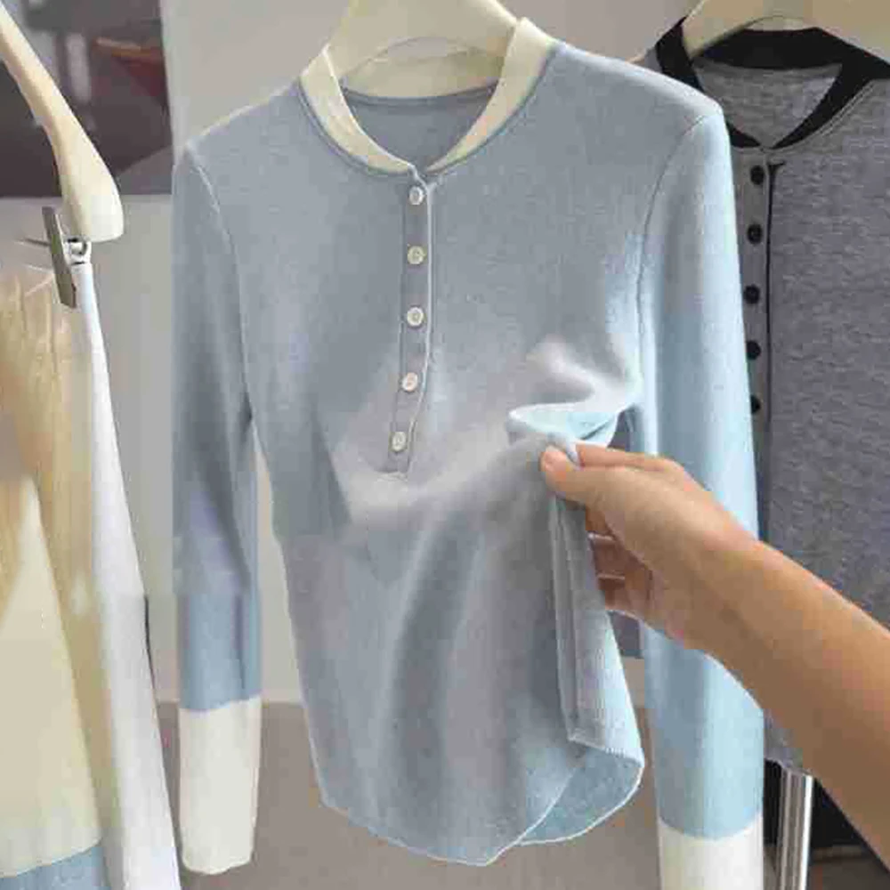 Korean Style Fake Two-Piece Knitted Base Shirt for Women Autumn Contrast Color Slim Pullover Sweaters Long Sleeve Knitwear Tops
Korean Style Fake Two-Piece Knitted Base Shirt for Women Autumn Contrast Color Slim Pullover Sweaters Long Sleeve Knitwear Tops