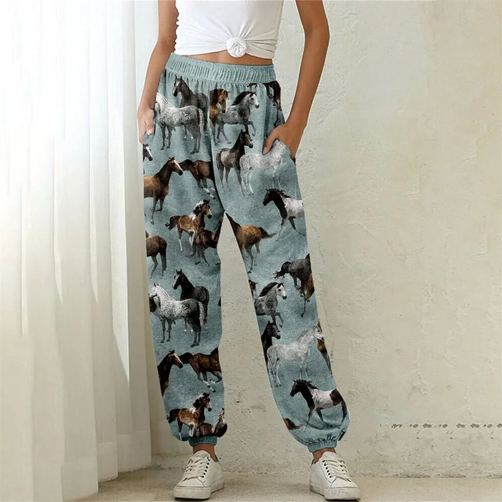 New women's loose pocket sports pants with horse 3D printing, autumn and winter fashion casual street sports pants
New women's loose pocket sports pants with horse 3D printing, autumn and winter fashion casual street sports pants