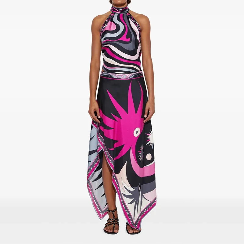 Lady Summer New Beach Vacation Outfits Sexy Backless Lace Up Vest&Half Skirt Sets Casual Pattern Print Irregular Commute 2 Piece
Lady Summer New Beach Vacation Outfits Sexy Backless Lace Up Vest&Half Skirt Sets Casual Pattern Print Irregular Commute 2 Piece