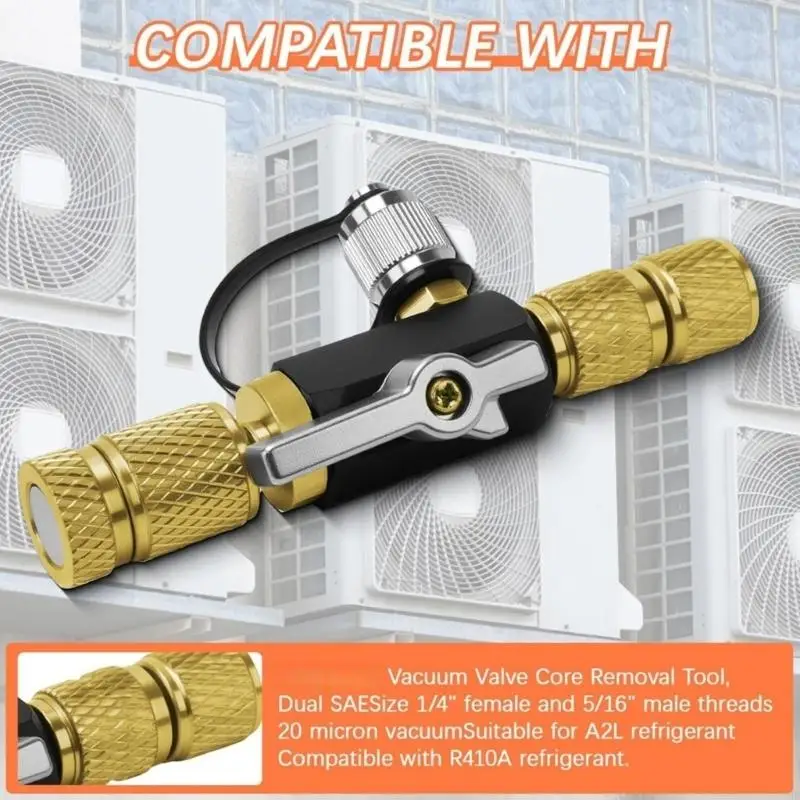 77HF Valves Cores Removal Tool For 1/4 And 5/16 Valves Cores Refrigerants R22 R407 R410 For Air Conditioning Maintenance
77HF Valves Cores Removal Tool For 1/4 And 5/16 Valves Cores Refrigerants R22 R407 R410 For Air Conditioning Maintenance