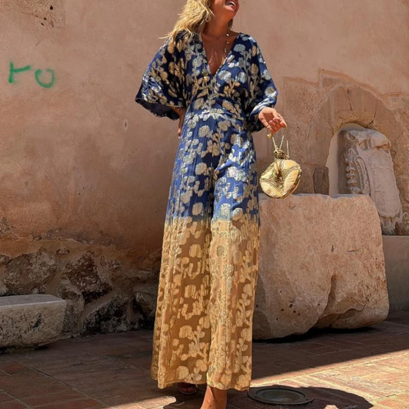 Casual Printed Patchwork Long Pants Jumpsuit 2024 Summer Lady V Neck Half Sleeved Loose Playsuit Fashion High Waist Boho Romper
Casual Printed Patchwork Long Pants Jumpsuit 2024 Summer Lady V Neck Half Sleeved Loose Playsuit Fashion High Waist Boho Romper