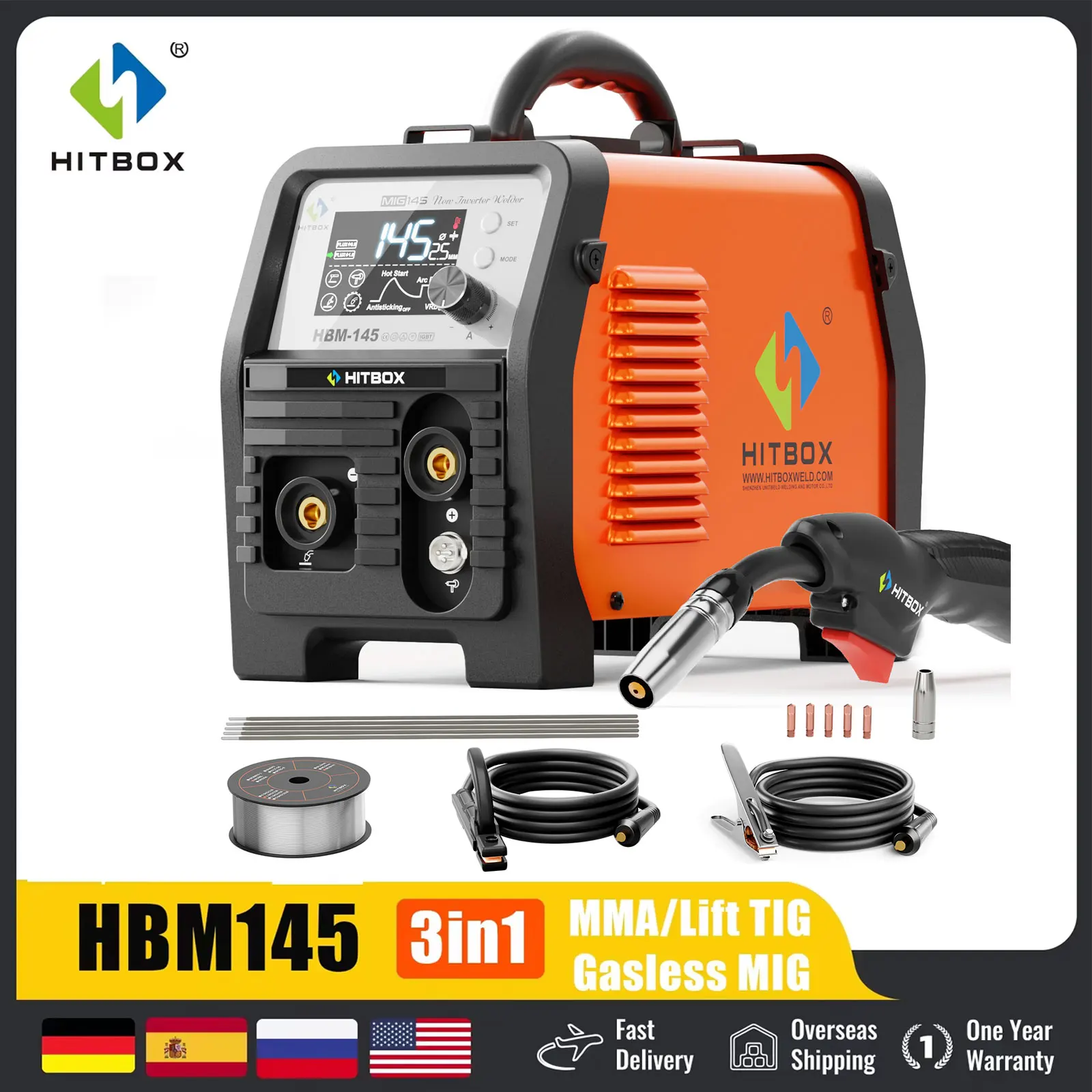 HITBOX HBM145 4 in 1 MMA/Gasless MIG/Lift TIG Welding Machine Semi-Automatic Welder Inverter Support Wire Drawing Gun Equipment
HITBOX HBM145 4 in 1 MMA/Gasless MIG/Lift TIG Welding Machine Semi-Automatic Welder Inverter Support Wire Drawing Gun Equipment