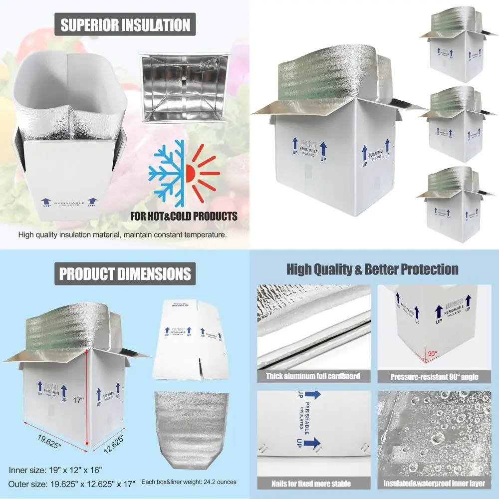 4-Pack Double Insulated Shipping Boxes with Reusable Oil Insulated Bag Liner for Perishable Goods
4-Pack Double Insulated Shipping Boxes with Reusable Oil Insulated Bag Liner for Perishable Goods