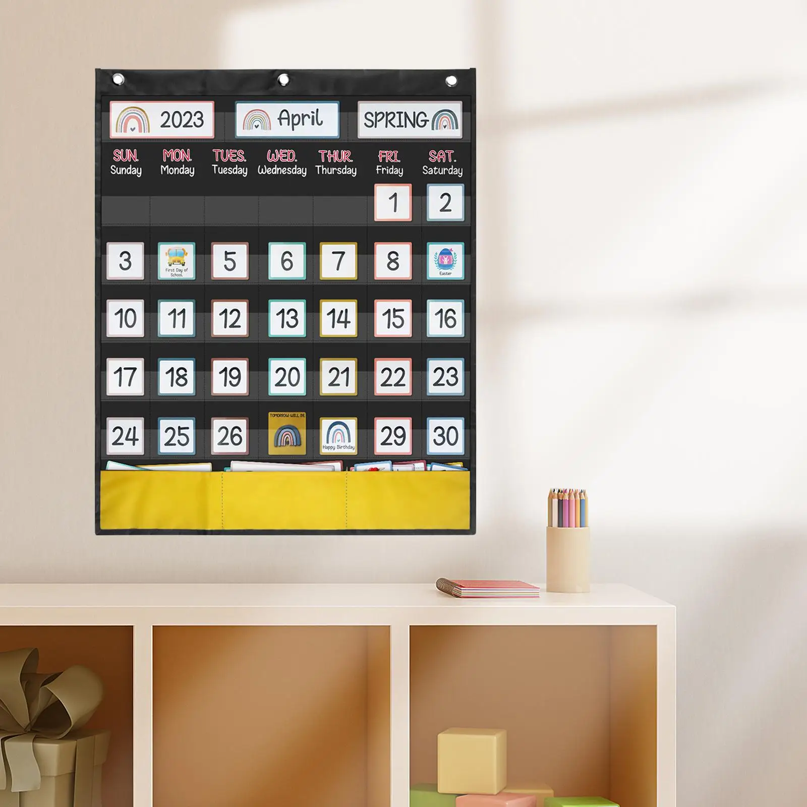 Calendar Pocket Chart Complete Homeschool Back with 89 Cards Holiday Cartoon Teaching Props Weekly Calendar Calendar for Kids
Calendar Pocket Chart Complete Homeschool Back with 89 Cards Holiday Cartoon Teaching Props Weekly Calendar Calendar for Kids
