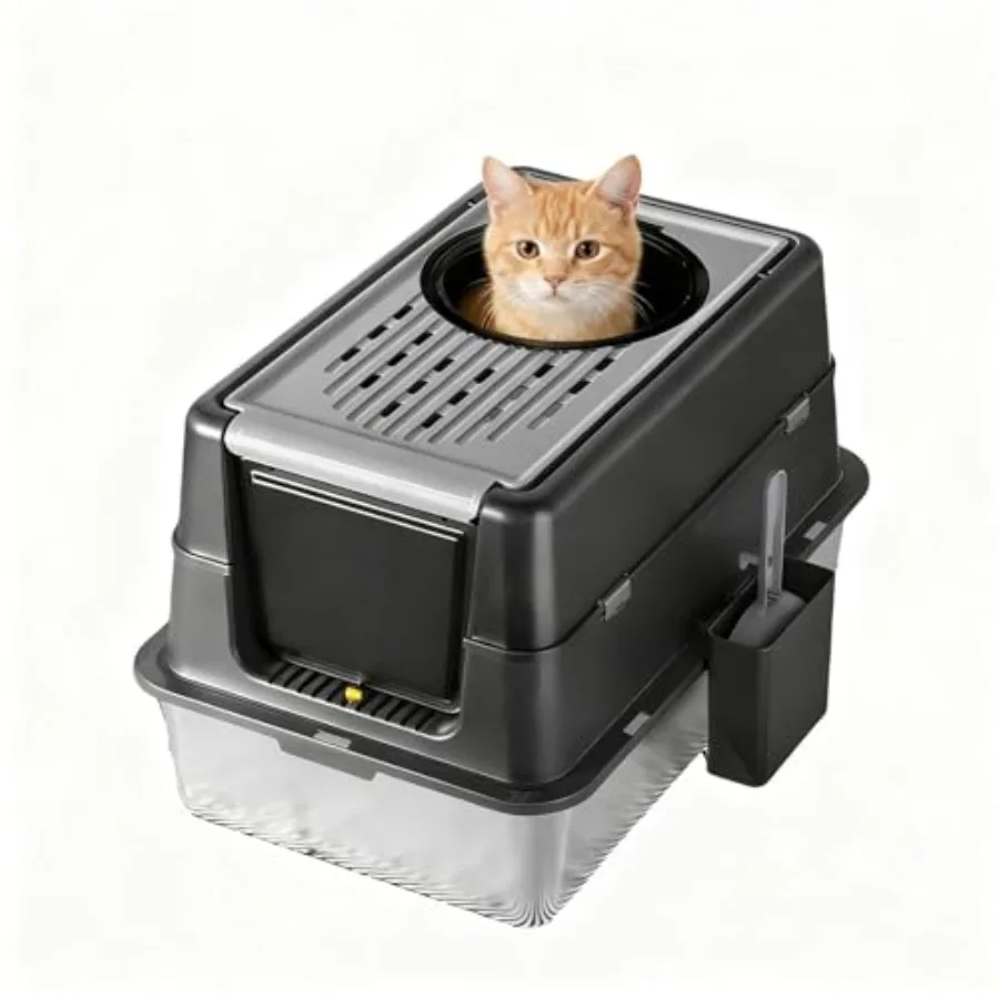 Stainless Steel Cat Litter Box with Dual Entry Large 24"Enclosed Pan with Front Door and Top Entrance 180° Flip-Top Lid for Eas
Stainless Steel Cat Litter Box with Dual Entry Large 24"Enclosed Pan with Front Door and Top Entrance 180° Flip-Top Lid for Eas
