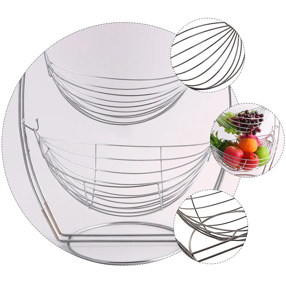 1Pcs Iron Art Fruit Basket Silver Double-Layer Large Capacity Stylish Wrought Iron Fruit Storage Rack Organizer for
1Pcs Iron Art Fruit Basket Silver Double-Layer Large Capacity Stylish Wrought Iron Fruit Storage Rack Organizer for