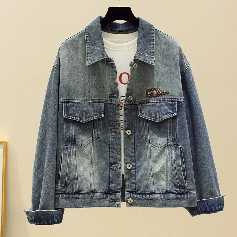 Женские джинсы с длинными рукавами, топы, верхняя одежда, корейская женская модная ковбойская короткая куртка, осенняя женская повседневная свободная джинсовая куртка с вышивкой
Женские джинсы с длинными рукавами, топы, верхняя одежда, корейская женская модная ковбойская короткая куртка, осенняя женская повседневная свободная джинсовая куртка с вышивкой