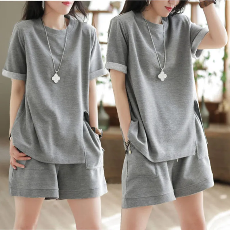Summer Casual Sporty Loose Slimming Fashionable Pure Cotton Two-Piece Set Affordable Women's Clothing round Neck Short Sleeve
Summer Casual Sporty Loose Slimming Fashionable Pure Cotton Two-Piece Set Affordable Women's Clothing round Neck Short Sleeve