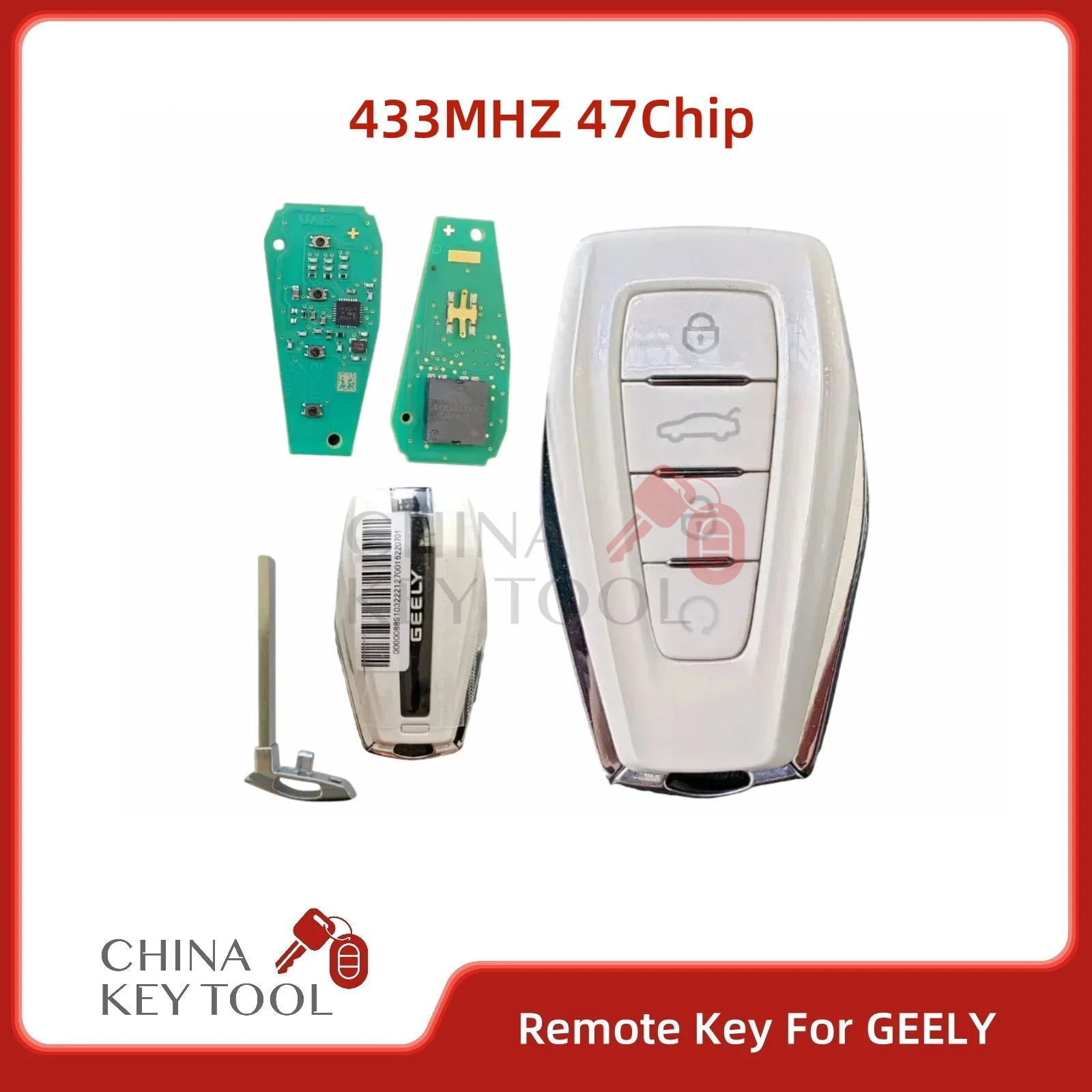 Оригинальный смарт-ключ Geely ICON без ключа 433 МГц ID47 
Оригинальный смарт-ключ Geely ICON без ключа 433 МГц ID47