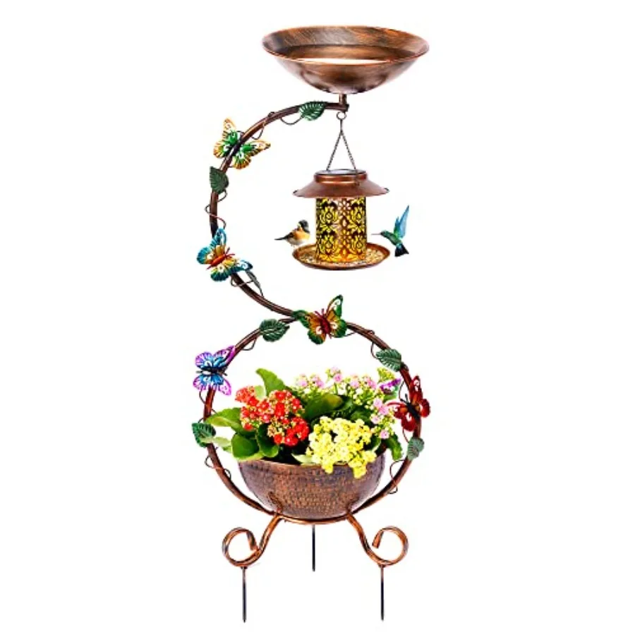 37.8" Bird Bath and Solar Bird Feeders Combo with Flower Planter Pedestal, Metal Bird Baths for Outdoors, Decorative Birdbath w
37.8" Bird Bath and Solar Bird Feeders Combo with Flower Planter Pedestal, Metal Bird Baths for Outdoors, Decorative Birdbath w