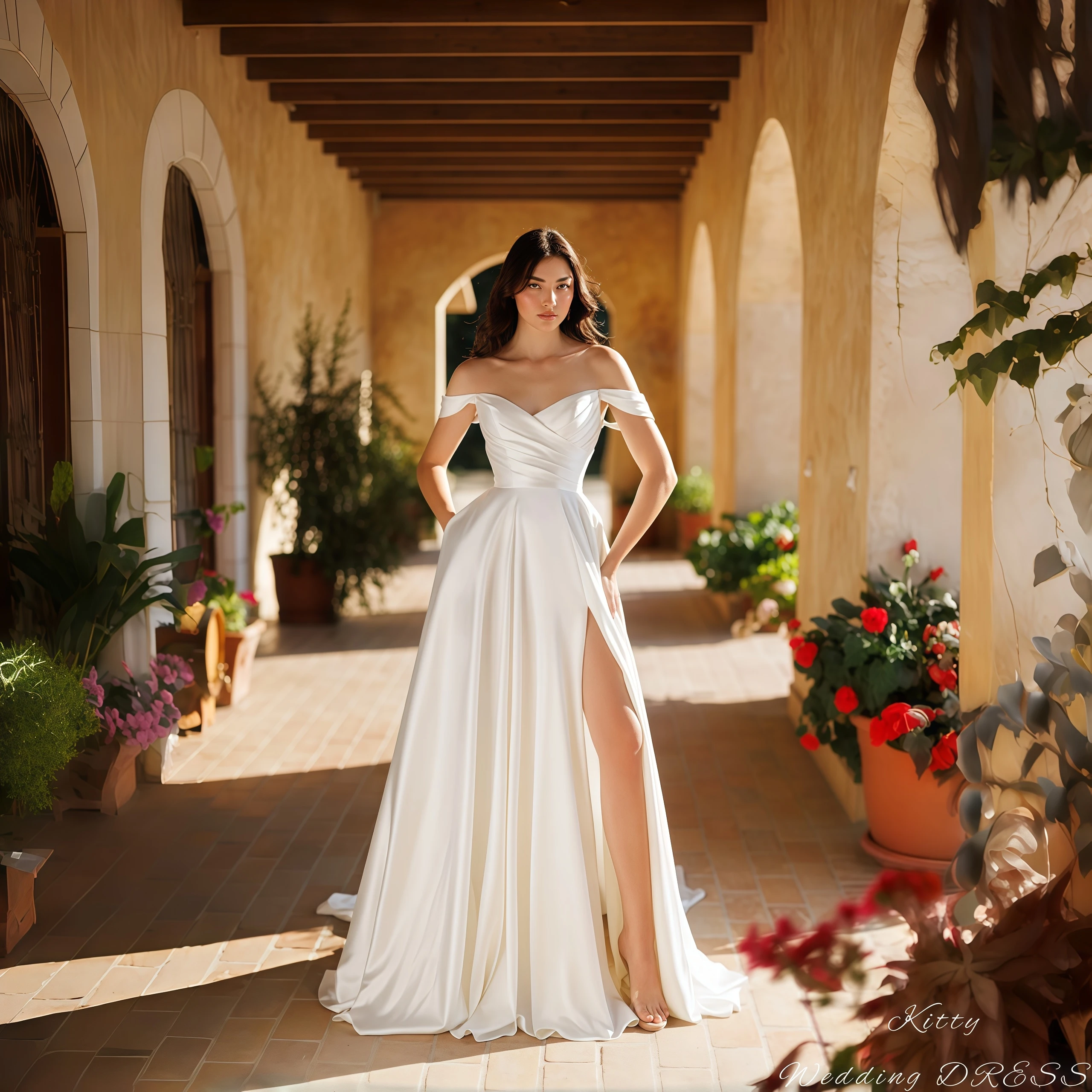 Kitty Customized Elegant Wedding Dress Off-the-Shoulder Sweetheart High Side Slit Satin A-Line Floor Length Train Bridal Gowns
Kitty Customized Elegant Wedding Dress Off-the-Shoulder Sweetheart High Side Slit Satin A-Line Floor Length Train Bridal Gowns