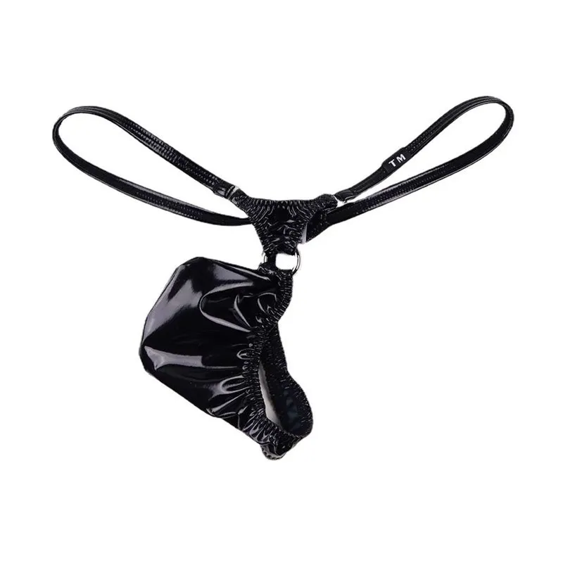 Men's Patent Leather Thong, Low-rise U-convex Pouch T-back Underwear with Metal Ring & Thin Straps
Men's Patent Leather Thong, Low-rise U-convex Pouch T-back Underwear with Metal Ring & Thin Straps