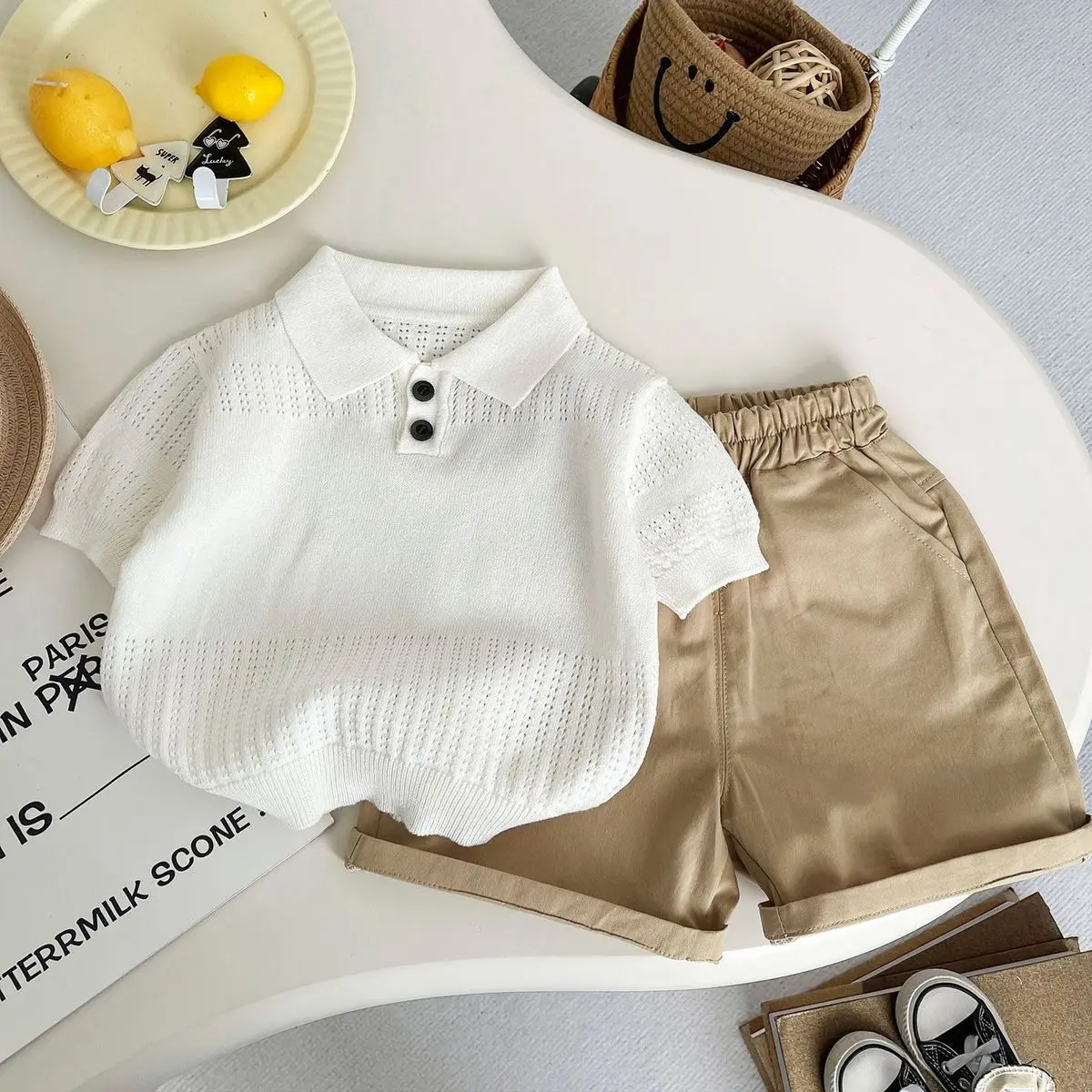 Boys' Summer Set Fashion New Children's Polo Collar Knitted Short Sleeve Hollow T-shirt+Shorts 2-piece Set
Boys' Summer Set Fashion New Children's Polo Collar Knitted Short Sleeve Hollow T-shirt+Shorts 2-piece Set