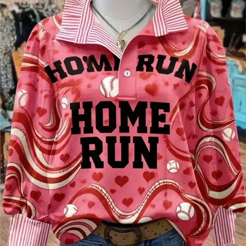 Women's striped fashionable shirt with multi-color striped collar and half button shirt pattern, Letter printed top
Women's striped fashionable shirt with multi-color striped collar and half button shirt pattern, Letter printed top