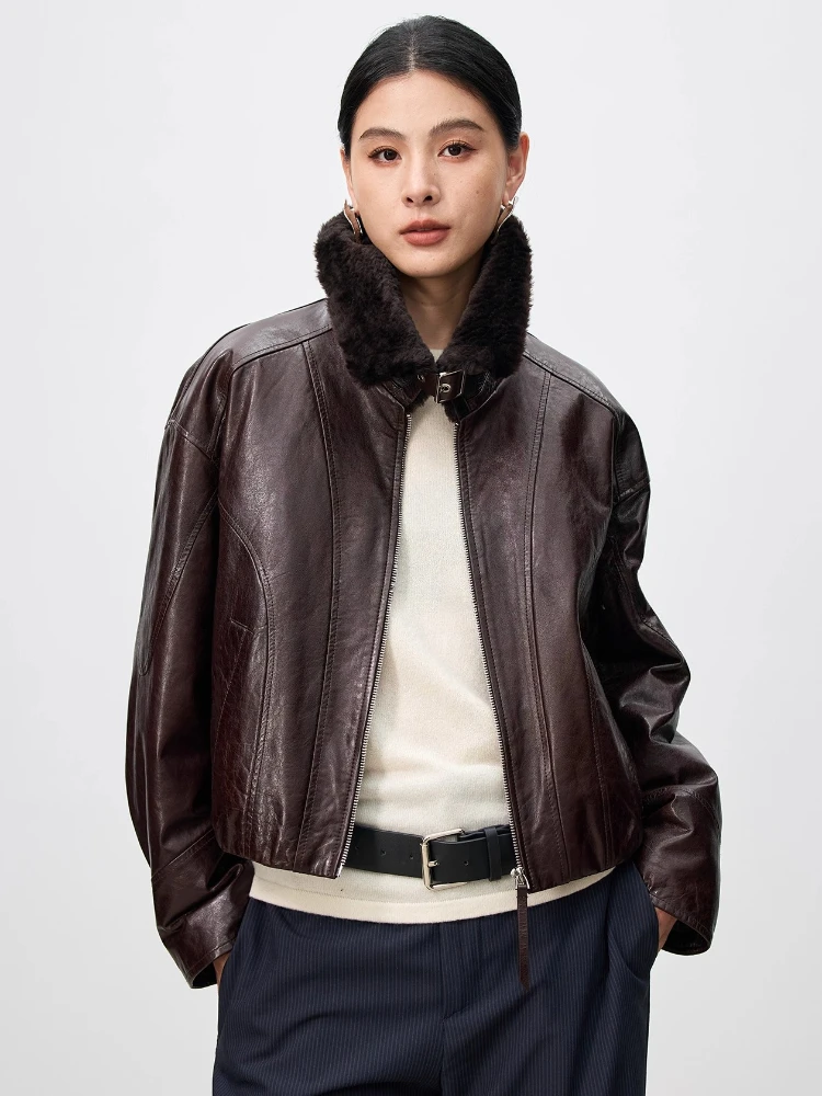 Natural Wool Fur Collar Genuine Leather Down Jackets for Women High-end Simple Slim Short Winter Real Sheepskin Goose Down Coat
Natural Wool Fur Collar Genuine Leather Down Jackets for Women High-end Simple Slim Short Winter Real Sheepskin Goose Down Coat