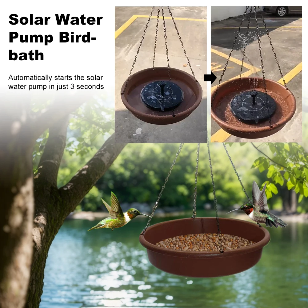 Bird Feeder Hanging Bird Bath Feeding Tray with Solar Fountain Outdoor Bird Drinking Bird Tray with Hook and Chain for Garden
Bird Feeder Hanging Bird Bath Feeding Tray with Solar Fountain Outdoor Bird Drinking Bird Tray with Hook and Chain for Garden
