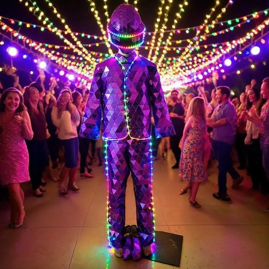 Костюм для косплея ручной работы в футуристическом стиле с LED-подсветкой, светящийся костюм на все тело с зеркальной маской для выступлений на Хэллоуин
Костюм для косплея ручной работы в футуристическом стиле с LED-подсветкой, светящийся костюм на все тело с зеркальной маской для выступлений на Хэллоуин