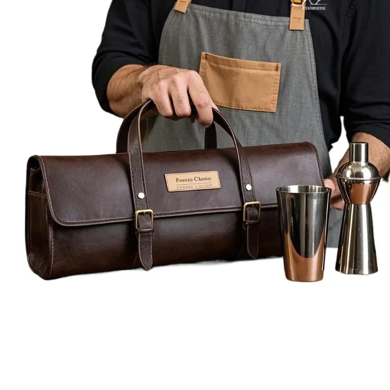 Large Capacity Travel Folding Vintage Bartender Tool Roll Case Organizer Waterproof Rolling Leather Bartender Tool Bag
Large Capacity Travel Folding Vintage Bartender Tool Roll Case Organizer Waterproof Rolling Leather Bartender Tool Bag