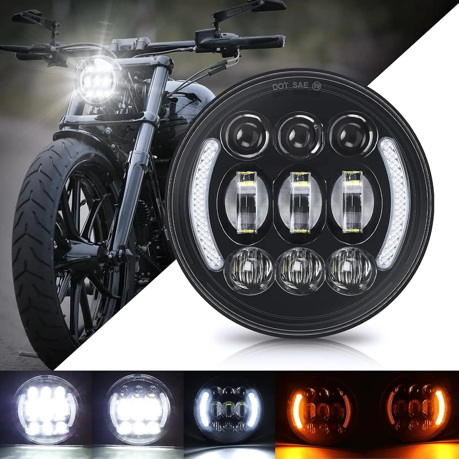 LED Motorcycle Headlight with Halo DRL & Turn Signal Plug & Play 5-3/4" Motorcycle Projection Headlight Compatible with Dyna
LED Motorcycle Headlight with Halo DRL & Turn Signal Plug & Play 5-3/4" Motorcycle Projection Headlight Compatible with Dyna