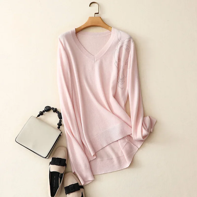 100% Cashmere v neck long sleeve pink sweaters women oversized casual long pullovers
100% Cashmere v neck long sleeve pink sweaters women oversized casual long pullovers