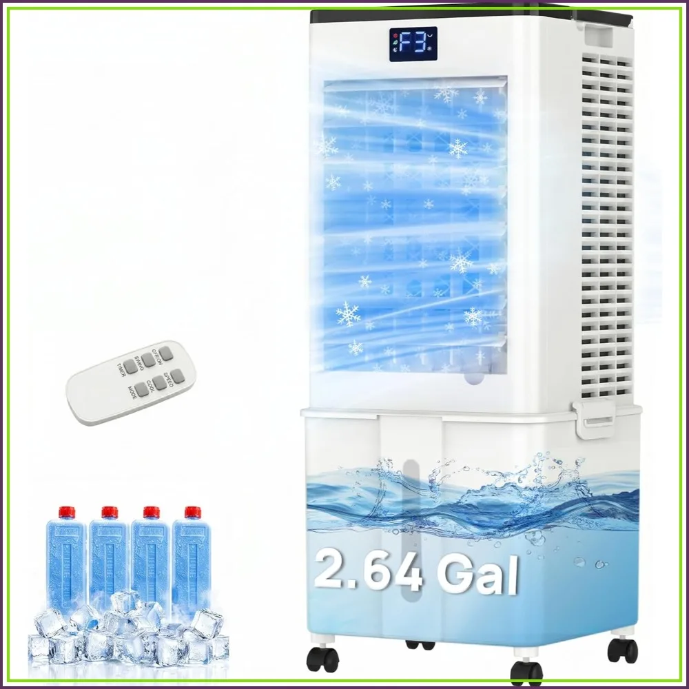 Windowless Portable Air Conditioner, 3-IN-1 AC Fan with 2.64Gal Tank, 20H Cooling, 4 Modes, 3 Speeds, 12H Timer, Remote, Swamp Cooler for Room
Windowless Portable Air Conditioner, 3-IN-1 AC Fan with 2.64Gal Tank, 20H Cooling, 4 Modes, 3 Speeds, 12H Timer, Remote, Swamp Cooler for Room