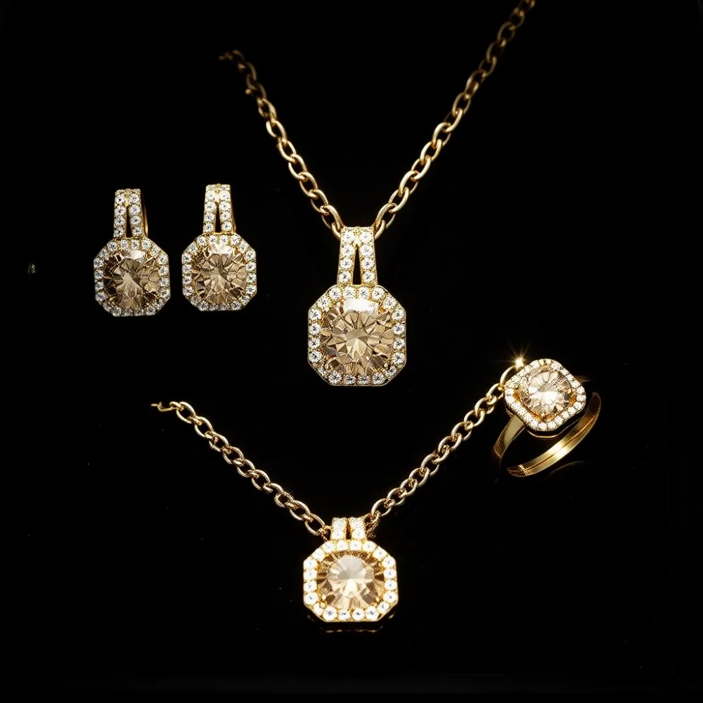 Свадебный ювелирный набор с кубическим цирконием: колье, серьги, браслет, кольцо для женщин
Свадебный ювелирный набор с кубическим цирконием: колье, серьги, браслет, кольцо для женщин