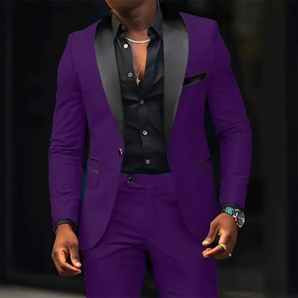 Фиолетовый мужской костюм, комплект из двух предметов, минималистичный и облегающий высококачественный мужской однобортный повседневный комплект
Фиолетовый мужской костюм, комплект из двух предметов, минималистичный и облегающий высококачественный мужской однобортный повседневный комплект