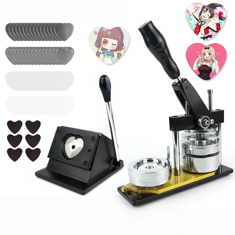 53*57mm Heart Shaped Badge Maker Machine Kit For Custom Pins Soft Magnet Fridge Magnets DIY Blank Materials
53*57mm Heart Shaped Badge Maker Machine Kit For Custom Pins Soft Magnet Fridge Magnets DIY Blank Materials