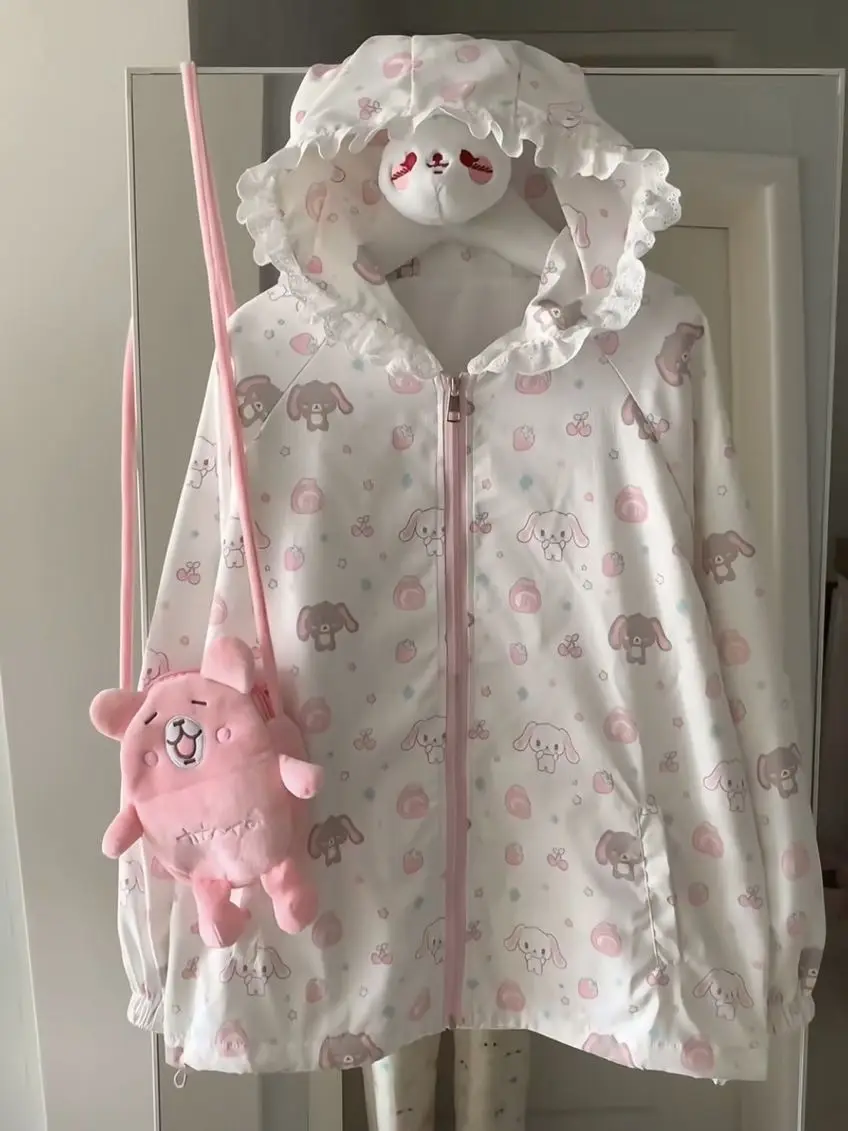 Cute Animal Lace Full Print Spring and Summer Hooded Thin Long Sleeve Asian Cute Home Style Sun Protection Jacket
Cute Animal Lace Full Print Spring and Summer Hooded Thin Long Sleeve Asian Cute Home Style Sun Protection Jacket