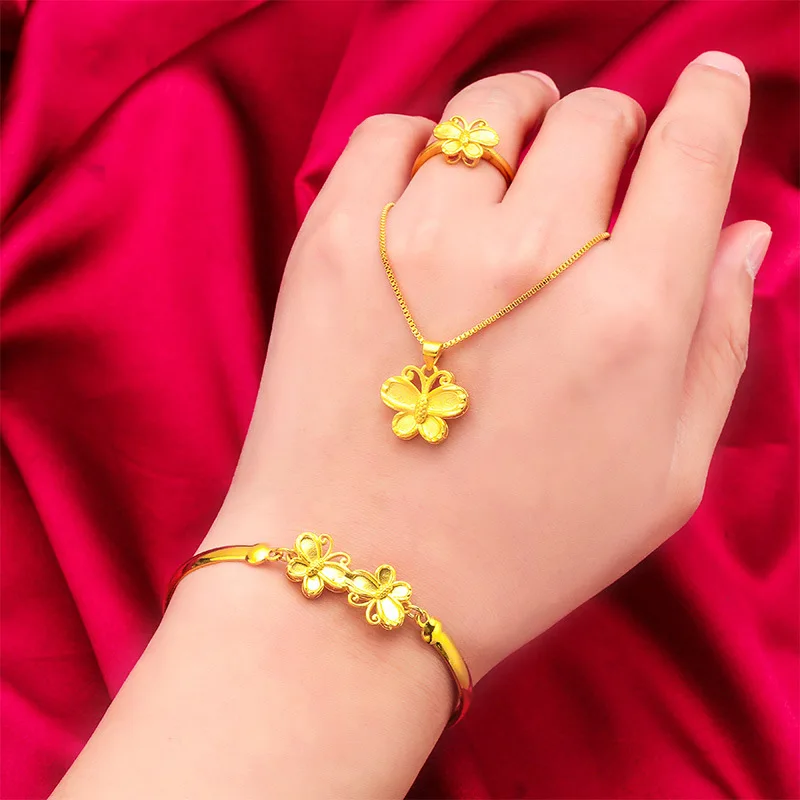 24K Gold AU999 Women's Butterfly Jewelry Set- Butterfly Ring+Necklace+Bracelet,Polished Gold Flattering, Luxury Sweet Style full
24K Gold AU999 Women's Butterfly Jewelry Set- Butterfly Ring+Necklace+Bracelet,Polished Gold Flattering, Luxury Sweet Style full