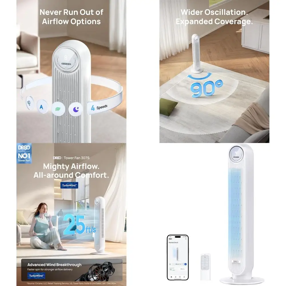 Умный осциллирующий башенный вентилятор для спален: 25 футов/с, 4 режима, 4 скорости, таймер на 8 часов, уровень шума 28 дБ, безлопастной, с пультом ДУ, Wi-Fi и голосовым управлением
Умный осциллирующий башенный вентилятор для спален: 25 футов/с, 4 режима, 4 скорости, таймер на 8 часов, уровень шума 28 дБ, безлопастной, с пультом ДУ, Wi-Fi и голосовым управлением