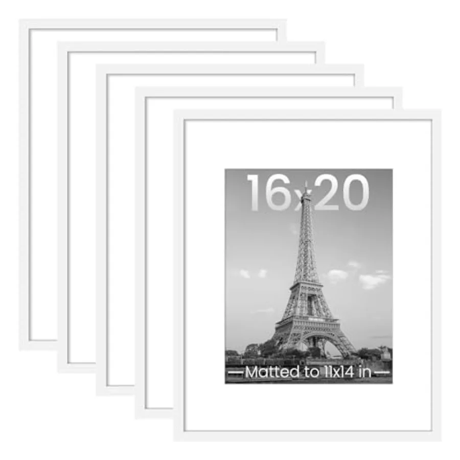 16x20 Picture Frame Set of 5, Display Pictures 11x14 with Mat or 16 x 20 Without, Wall Gallery Poster Frames
16x20 Picture Frame Set of 5, Display Pictures 11x14 with Mat or 16 x 20 Without, Wall Gallery Poster Frames