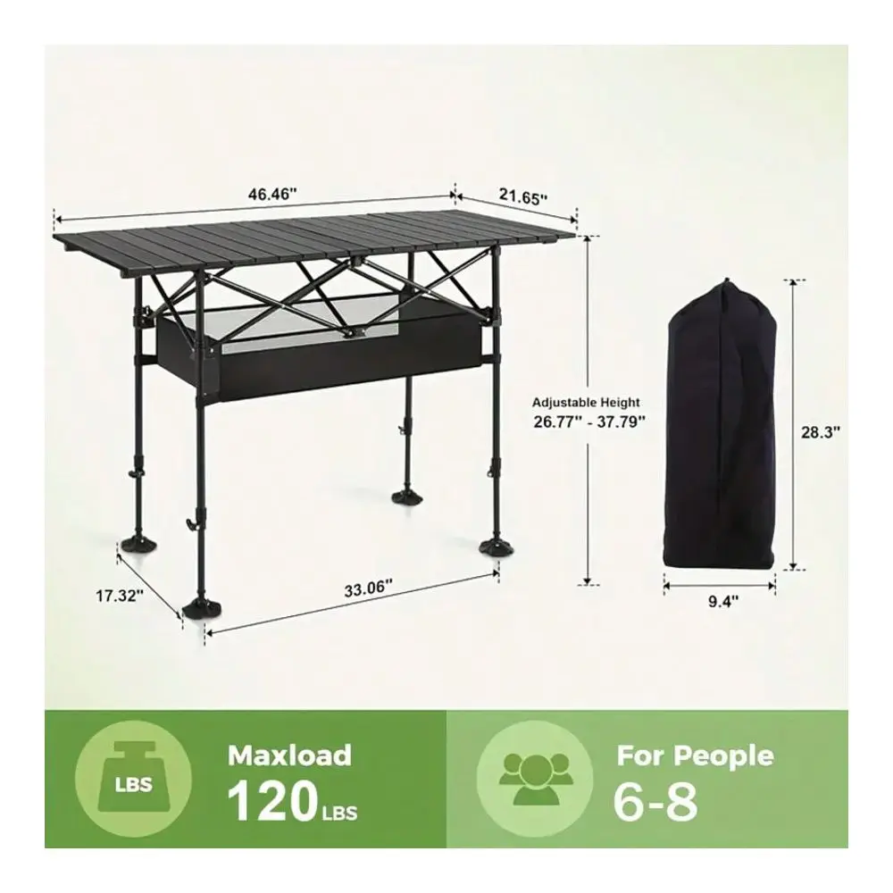 Outdoor Folding Portable Picnic And Camping Table, Aluminum Roll Table With EasyToCarry Bags, Suitable For Indoor And Outdoor
Outdoor Folding Portable Picnic And Camping Table, Aluminum Roll Table With EasyToCarry Bags, Suitable For Indoor And Outdoor