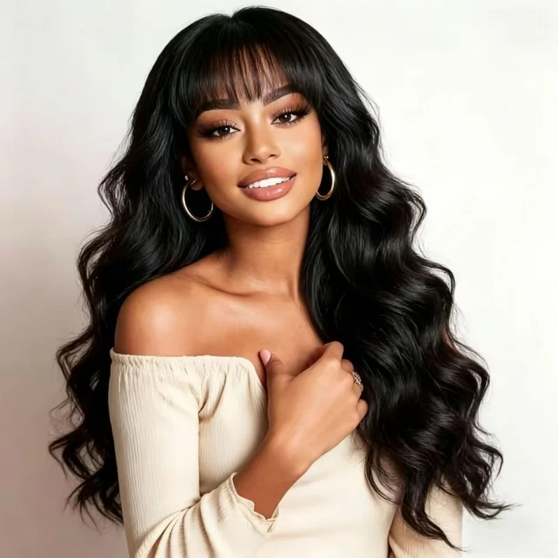 Women's wig, summer lightweight , long curly hair, Korean style with air bangs, large waves, full headpiece, real
Women's wig, summer lightweight , long curly hair, Korean style with air bangs, large waves, full headpiece, real