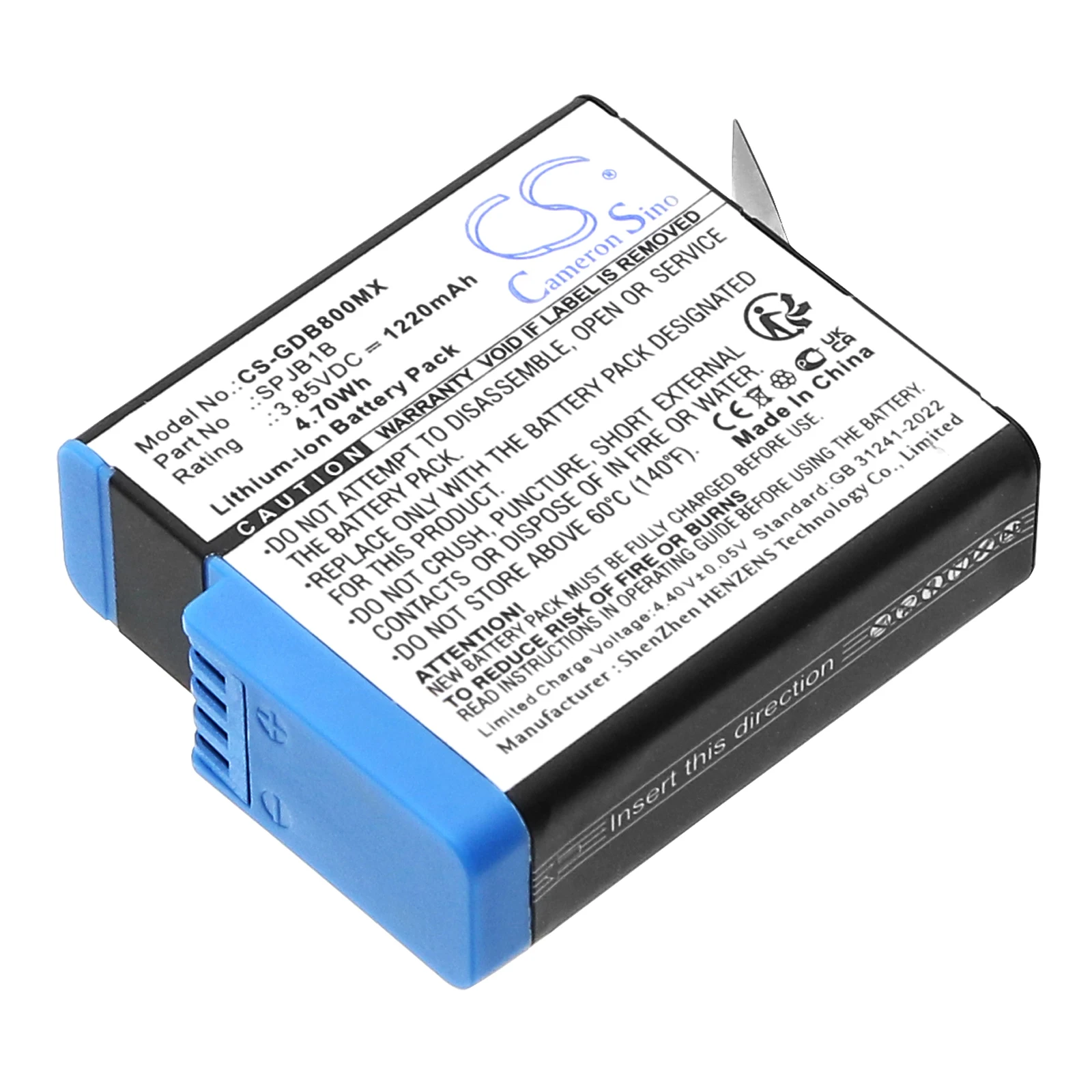 Li-ion Camera Battery for GoPro, 3.85V, 1220mAh, Compatible Models: 601-10197-00, AABAT-001, ASST1, CHDHX-501, HD8.01, Hero 2018
Li-ion Camera Battery for GoPro, 3.85V, 1220mAh, Compatible Models: 601-10197-00, AABAT-001, ASST1, CHDHX-501, HD8.01, Hero 2018