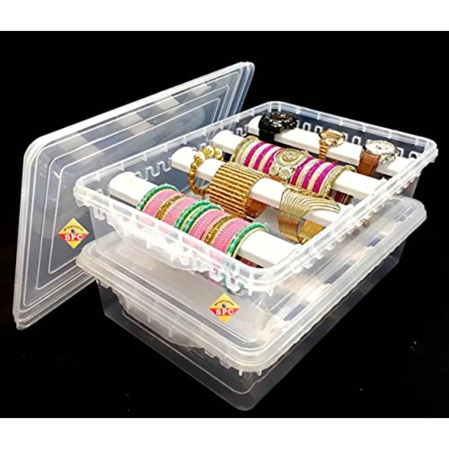 Plastic adjustable 4 rod Bangle Box Chudi Set Organizer Jewellery Storage Display Box for Bangles Chudi Bracelet Wrist Watch Ha
Plastic adjustable 4 rod Bangle Box Chudi Set Organizer Jewellery Storage Display Box for Bangles Chudi Bracelet Wrist Watch Ha