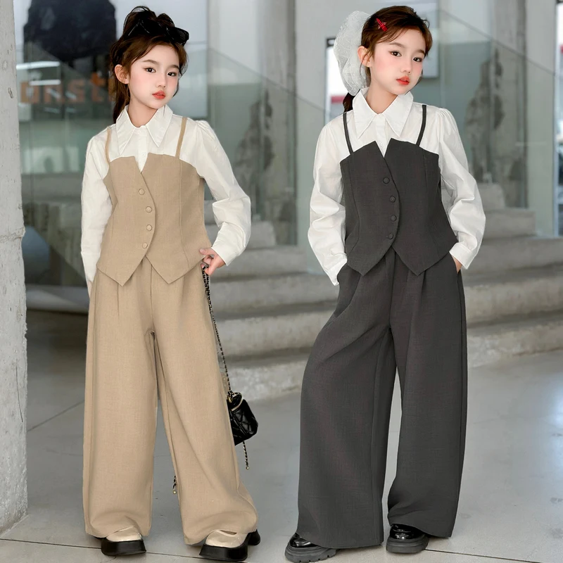 French design teen girl Blazer suit Irregular shirt collar patchwork top+Wide leg pants 2p junior kid trousers set child outfits
French design teen girl Blazer suit Irregular shirt collar patchwork top+Wide leg pants 2p junior kid trousers set child outfits