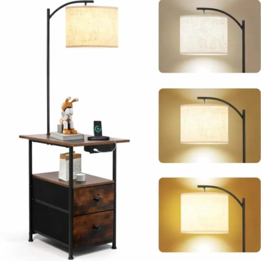Floor Lamp with Table and 2 Drawers End Table with 3 Color Temperature Reading Light Side Table Lamp with USB and Type C and AC
Floor Lamp with Table and 2 Drawers End Table with 3 Color Temperature Reading Light Side Table Lamp with USB and Type C and AC