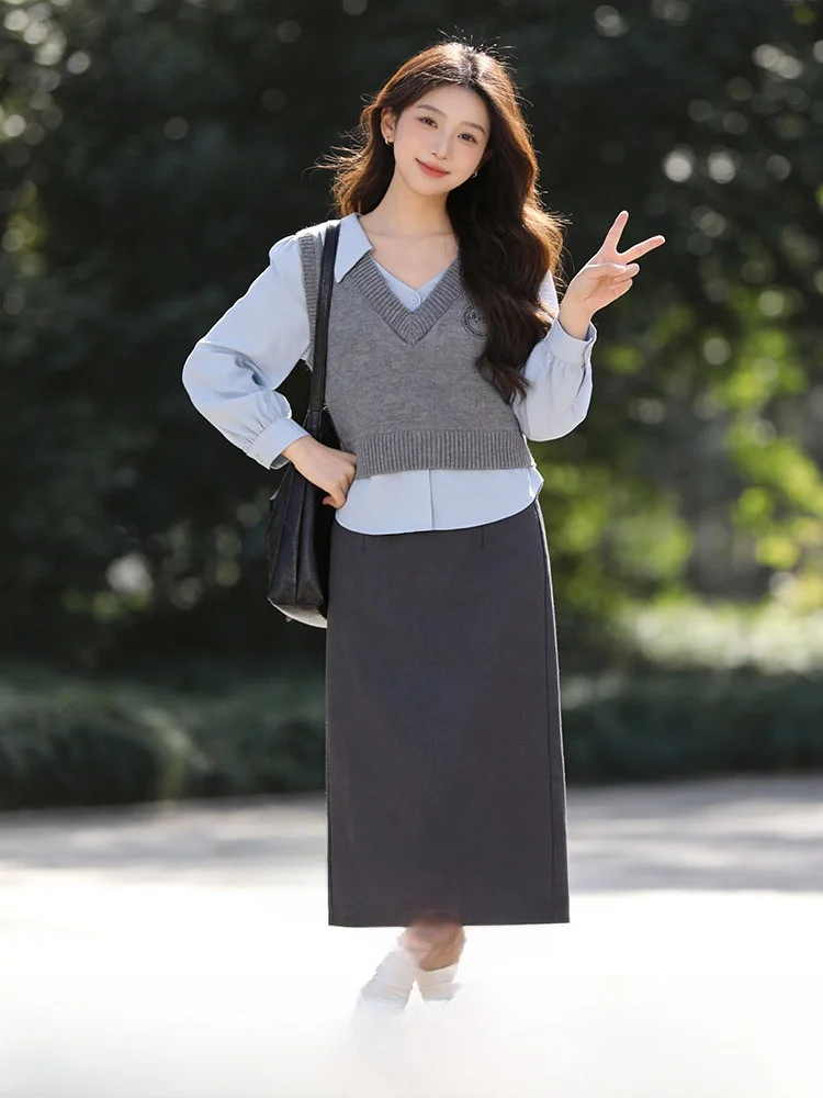 Spring Season plus Size Women's Faion Set V-Ne Long Sve Knitted Top And f Skirt Slimming Illusion Two-Piece Ensemble
Spring Season plus Size Women's Faion Set V-Ne Long Sve Knitted Top And f Skirt Slimming Illusion Two-Piece Ensemble