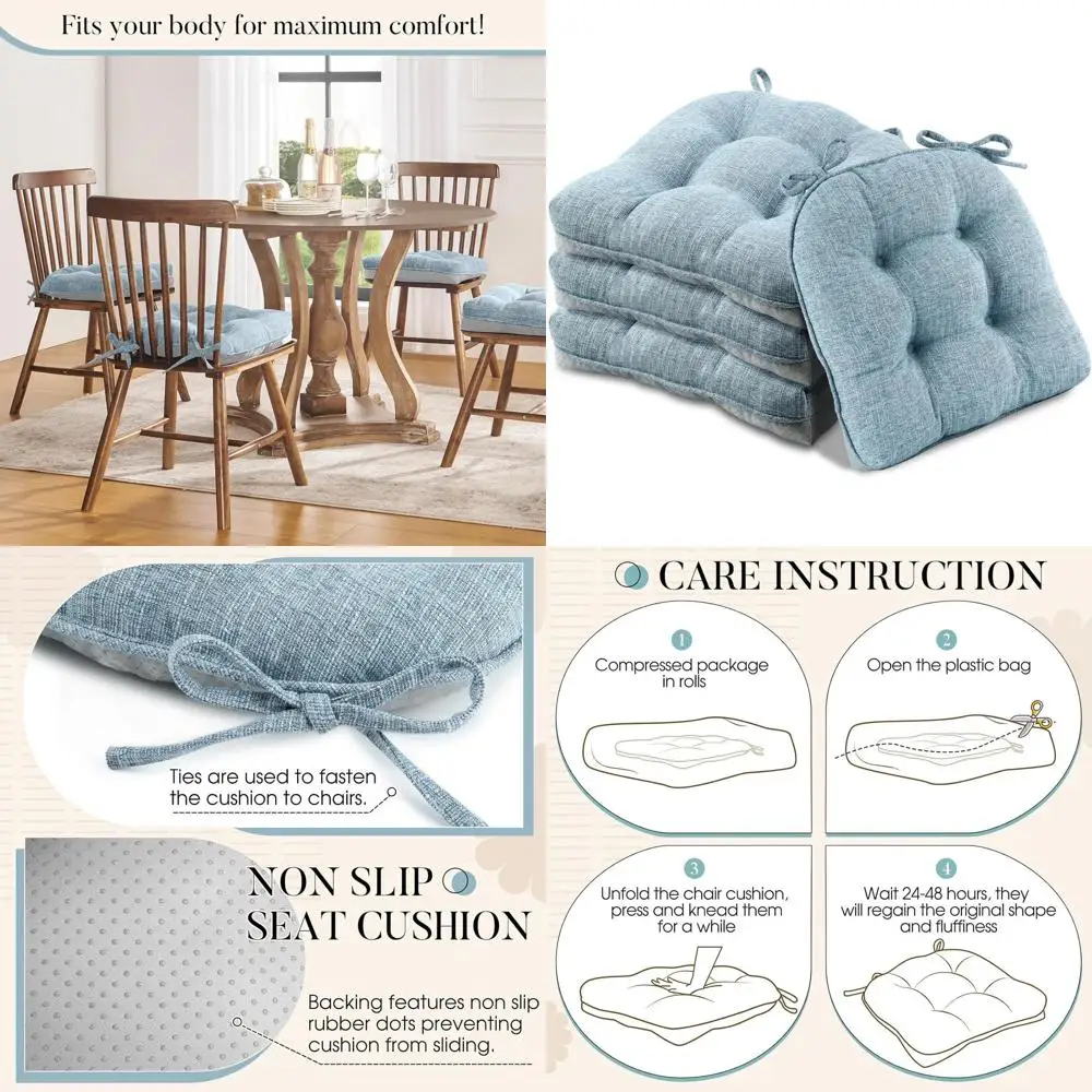 Набор из 4-х подушек для обеденного стула, 15,5 квадратов с завязками и нескользящими, голубые
Набор из 4-х подушек для обеденного стула, 15,5 квадратов с завязками и нескользящими, голубые