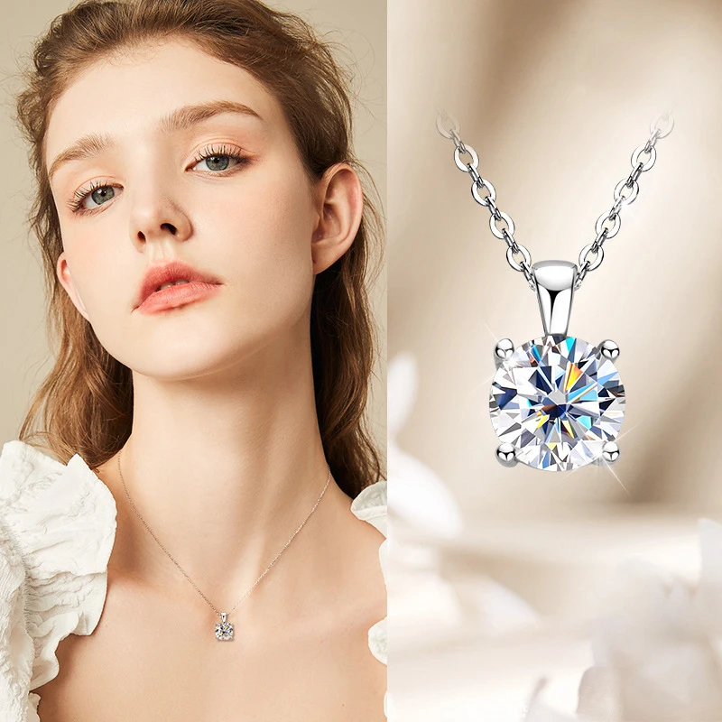 1 Carat Moissanite Necklace for Women, Unique and High-End Feel, 925 Sterling Silver Classic Four-Prong Pendant Clavicle Chain . 
1 Carat Moissanite Necklace for Women, Unique and High-End Feel, 925 Sterling Silver Classic Four-Prong Pendant Clavicle Chain .
