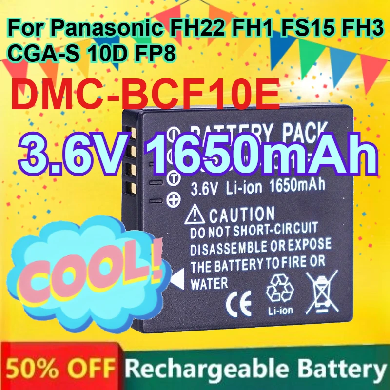 10PCS DMC-BCF10E 3.6V 1650mAh Replacement Camera Battery for Panasonic FH22 FH1 FS15 FH3 CGA-S 10D FP8 Lithium Battery
10PCS DMC-BCF10E 3.6V 1650mAh Replacement Camera Battery for Panasonic FH22 FH1 FS15 FH3 CGA-S 10D FP8 Lithium Battery