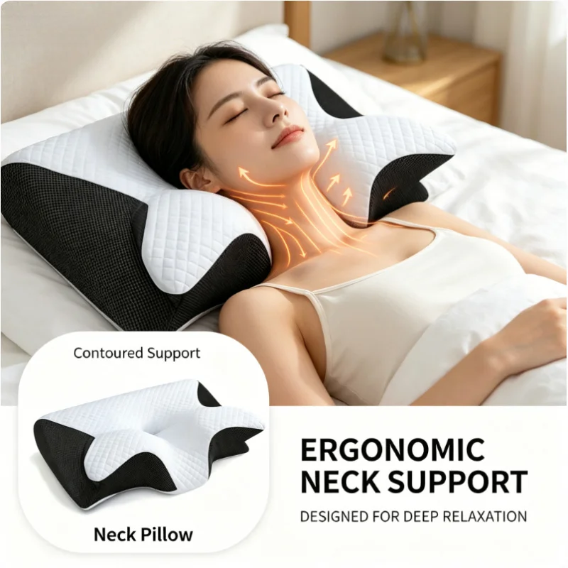 Memory Foam Neck Pillow Ergonomic Cervical Pain Relief Orthopedic Breathable Support for Side Back Stomach Sleepers
Memory Foam Neck Pillow Ergonomic Cervical Pain Relief Orthopedic Breathable Support for Side Back Stomach Sleepers