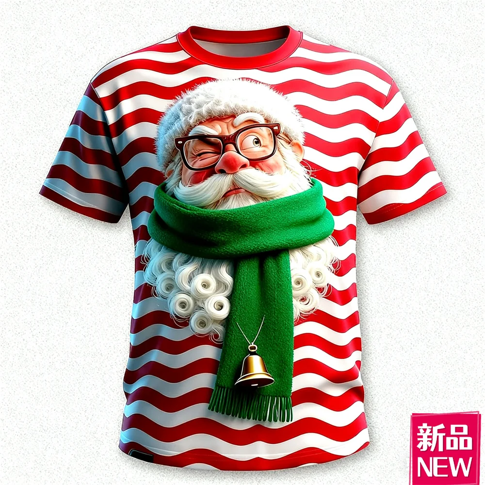 Fashion Santa Clause Graphic Men's T-Shirt 3D Print Xmas Theme Casual Short Sleeve Tees Simple Stripe Pattern Round Neck Clothes
Fashion Santa Clause Graphic Men's T-Shirt 3D Print Xmas Theme Casual Short Sleeve Tees Simple Stripe Pattern Round Neck Clothes