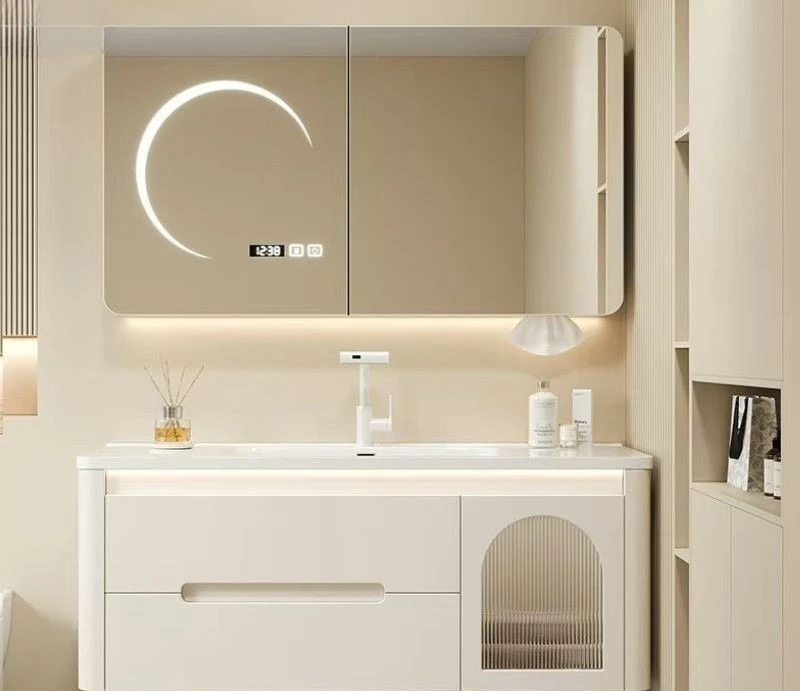 Кремовые закругленные углы, встроенная умывальник, умный умывальник для рук, умывальник, шкаф для ванной комнаты из цельного дерева, керамический полумесяц, луна 
Кремовые закругленные углы, встроенная умывальник, умный умывальник для рук, умывальник, шкаф для ванной комнаты из цельного дерева, керамический полумесяц, луна